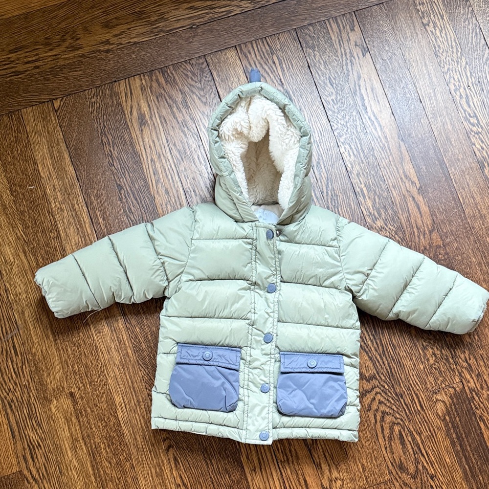Baby Moro Puffer Jacket - Green and Blue